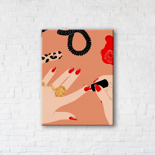 

Картина на холсте IBR Red manicure 90x120 см