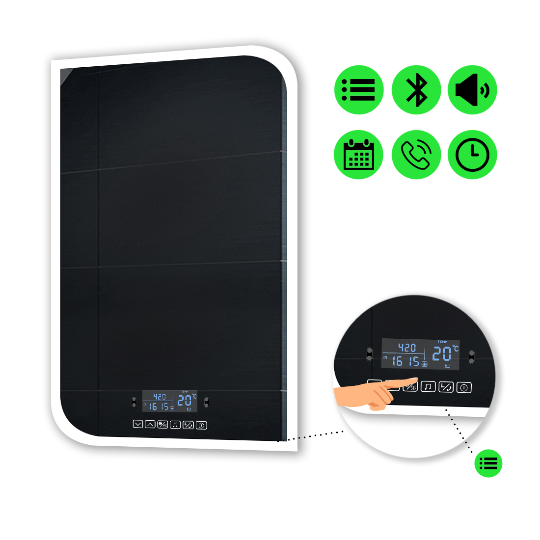 

LED-зеркало 70x80см, с Smart-блоком, модель Kruka