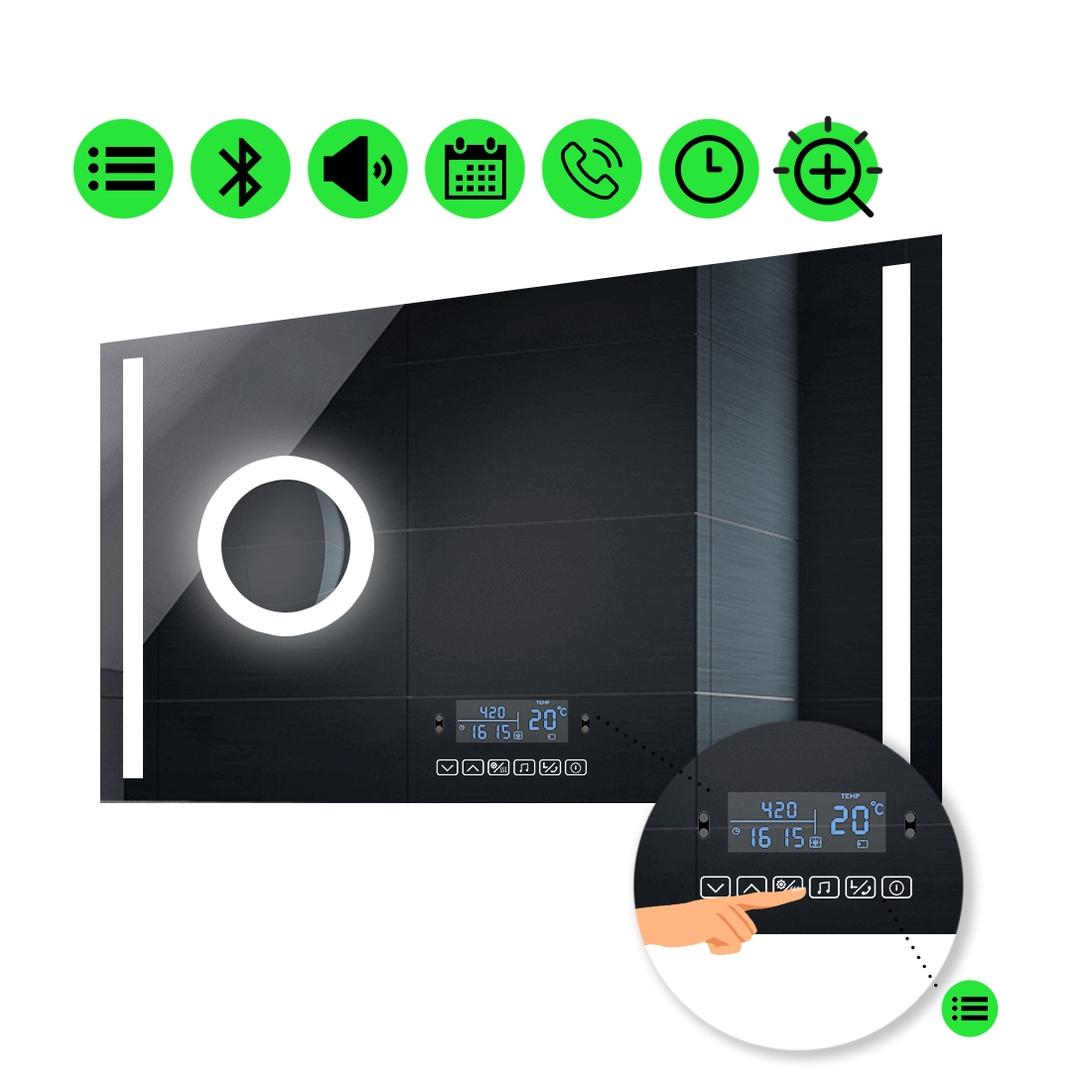

LED-зеркало 110x70см, с Smart-блоком и линзой с подсветкой, модель Adelita (Adelitag194)