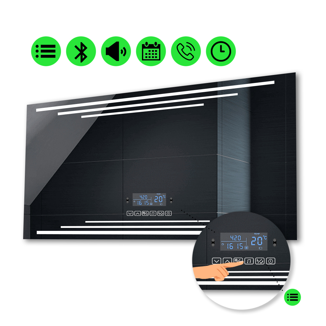 

LED-зеркало 100x70см, с Smart-блоком, модель Francisca (Franciscag148)