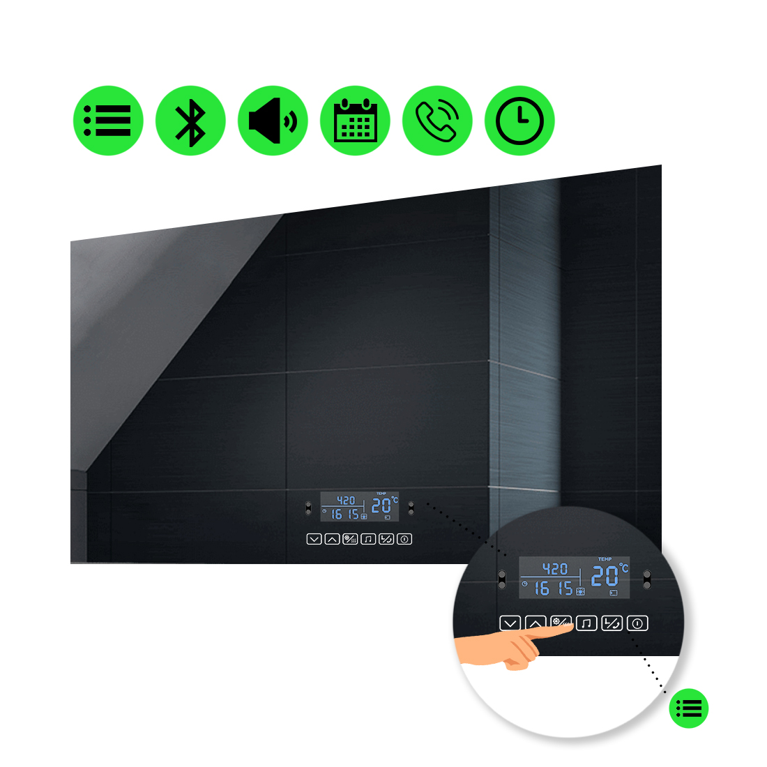 

LED-зеркало 110x70см, с Smart-блоком, модель Lucia (luciag192)