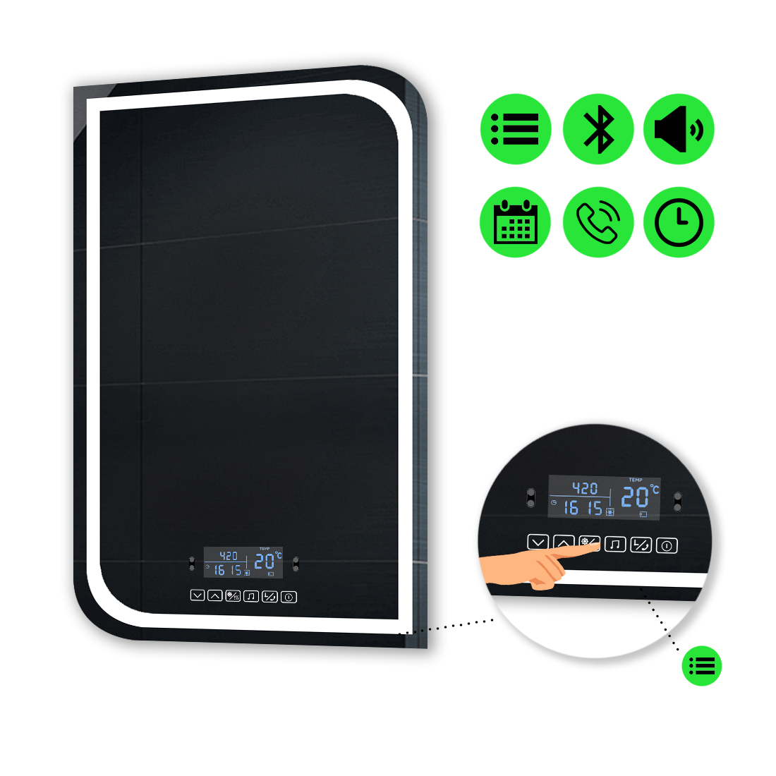 

LED-зеркало 70x80см, с Smart-блоком, модель Noemi