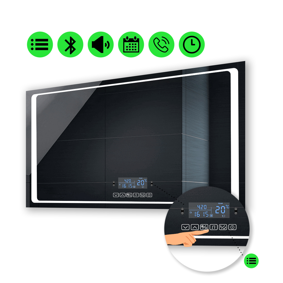 

LED-зеркало 100x80см, с Smart-блоком, модель Emma (Emmag170)