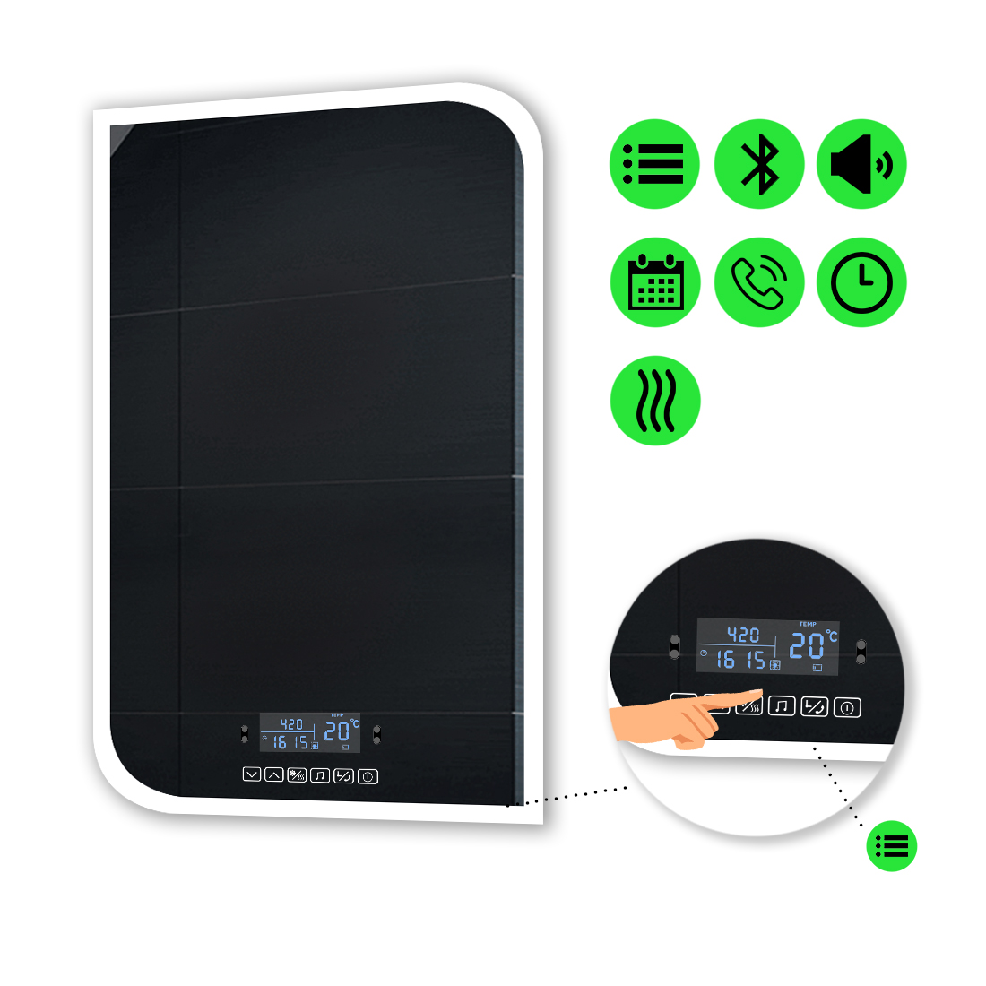 

LED-зеркало 70x80см, с Smart-блоком и подогревом, модель Kruka
