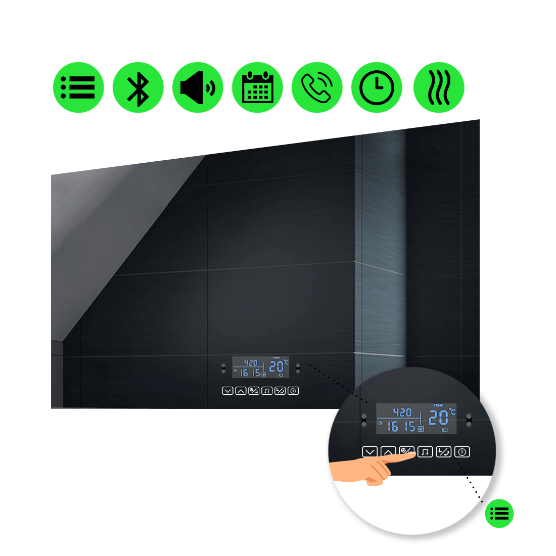 

LED-зеркало 120x80см, с Smart-блоком и подогревом, модель Lucia (luciag215)