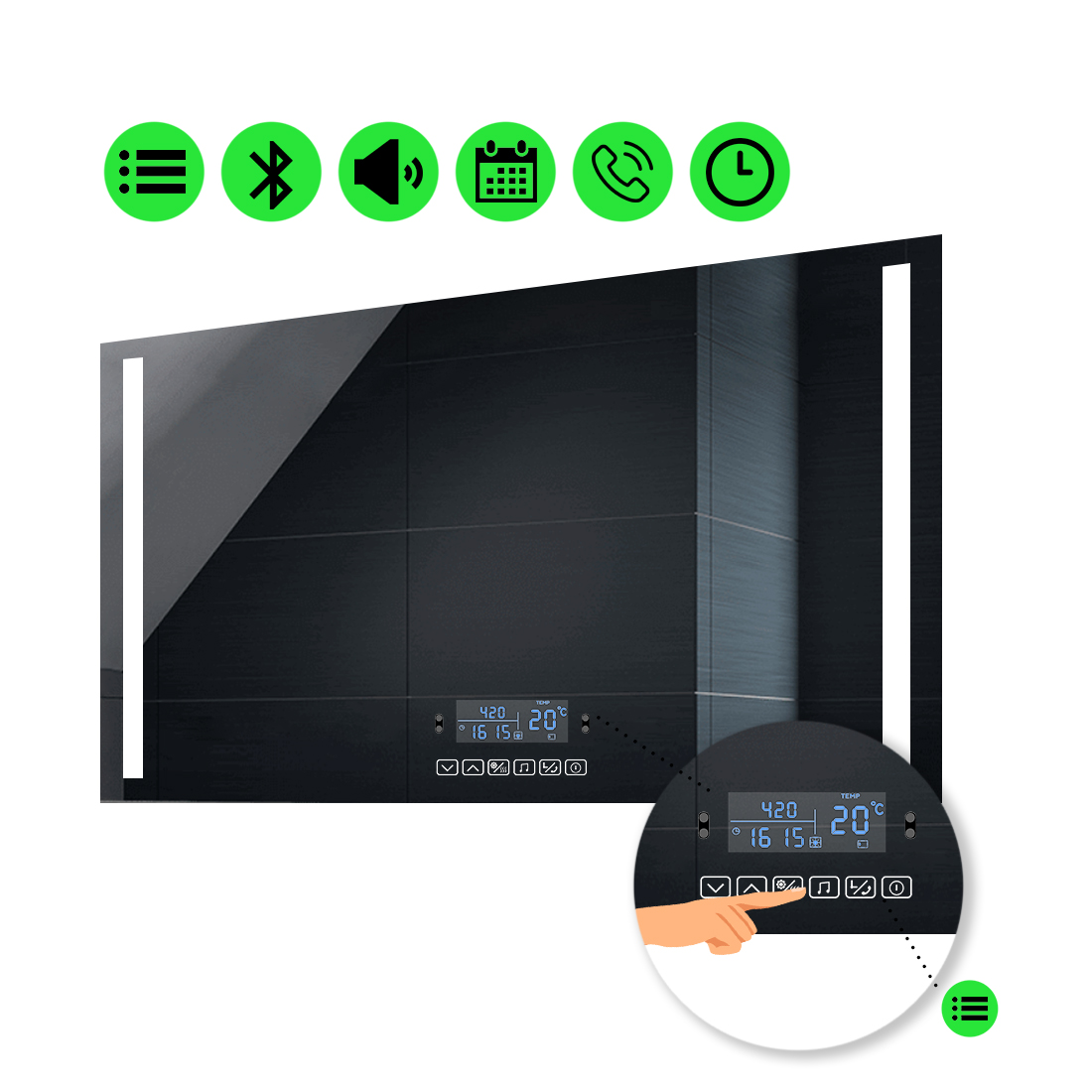 

LED-зеркало 90x80см, с Smart-блоком, модель Adelita (Adelitag104)