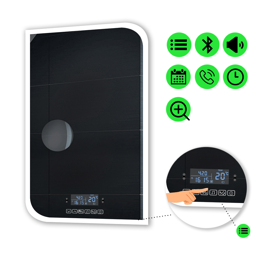 

LED-зеркало 80x90см, с Smart-блоком и линзой без подсветки, модель Kruka (Kruka109)