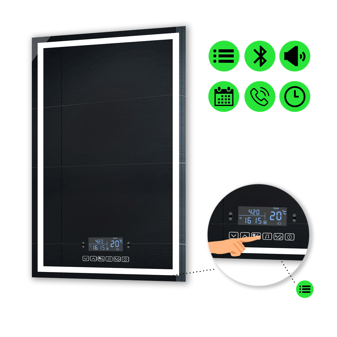 

LED-зеркало 70x80см, с Smart-блоком, модель Karnet (karnet60)