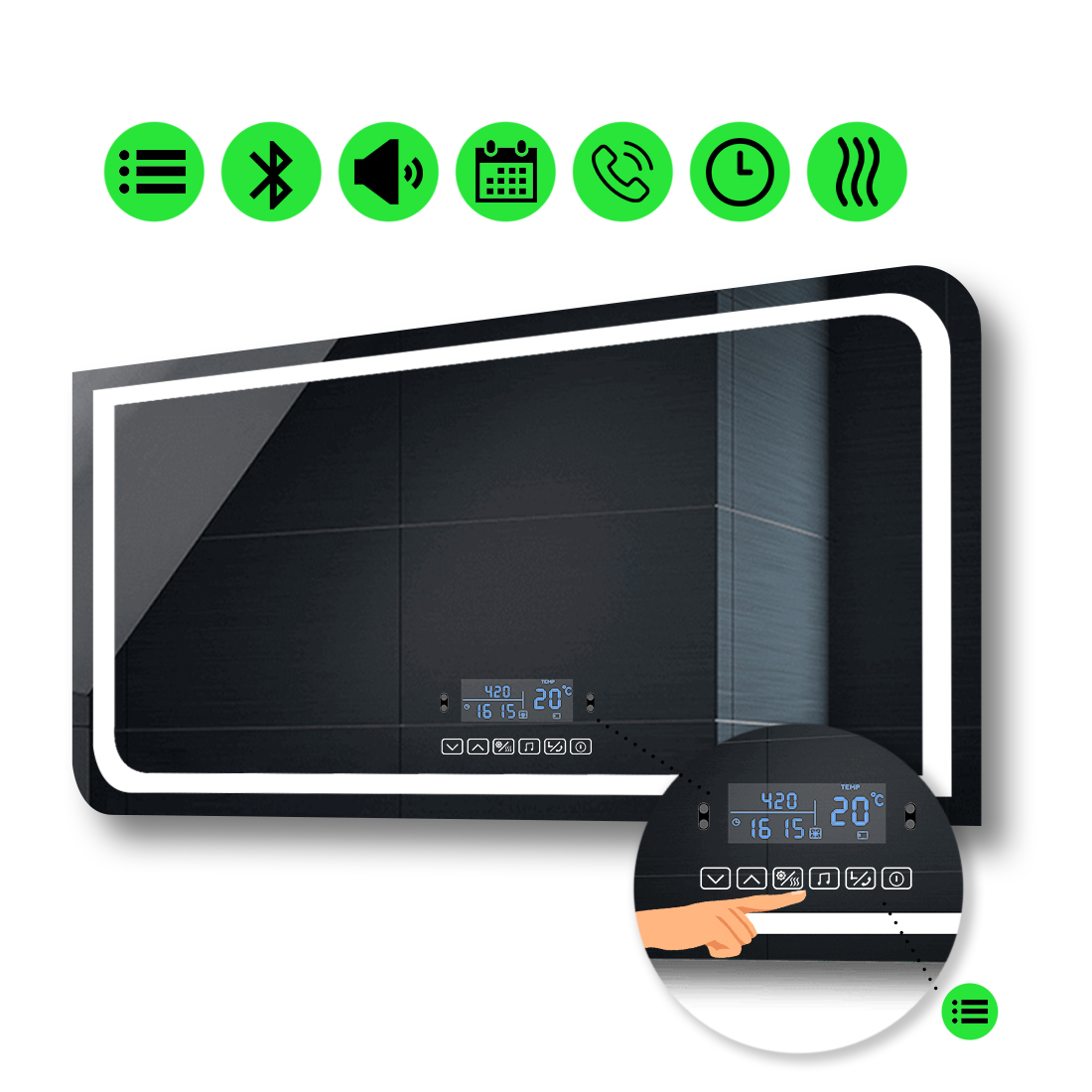 

LED-зеркало 80x70см, с Smart-блоком и подогревом, модель Noemi (Neomig61)