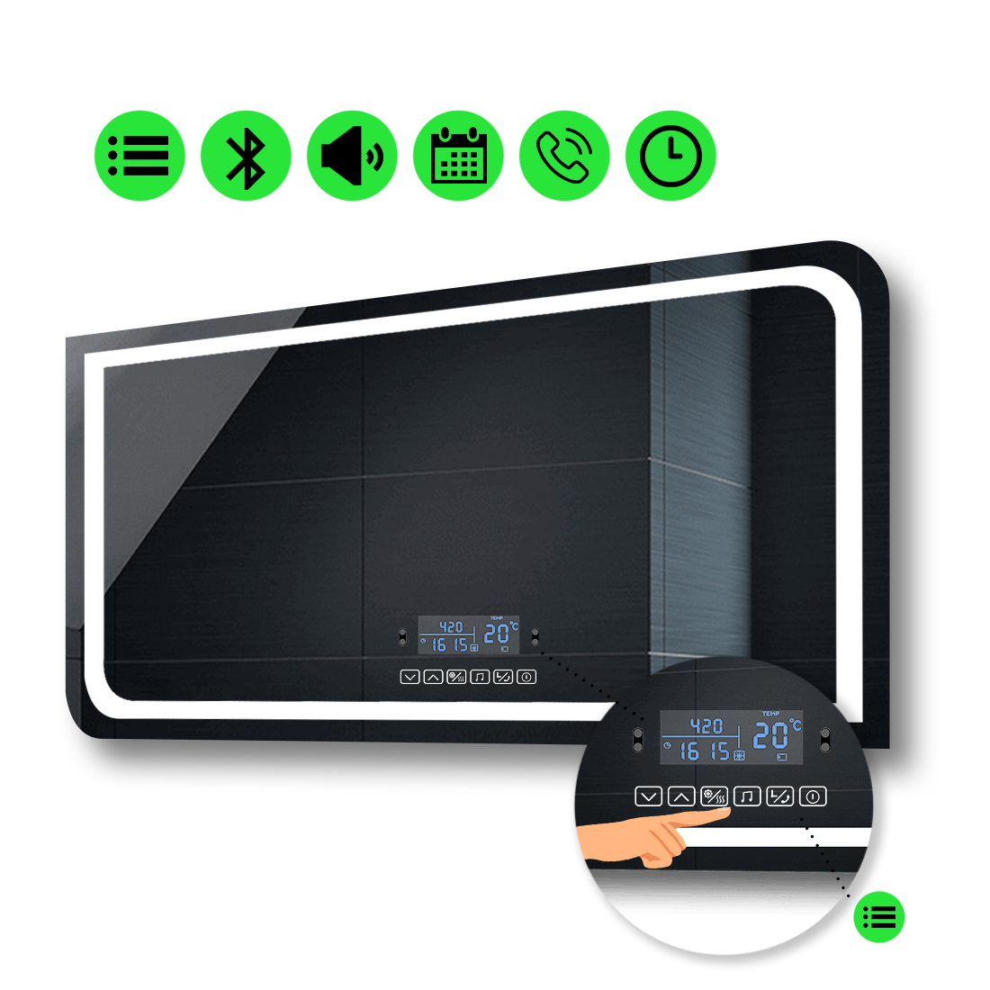 

LED-зеркало 90x60см, с Smart-блоком, модель Noemi (Neomig82)