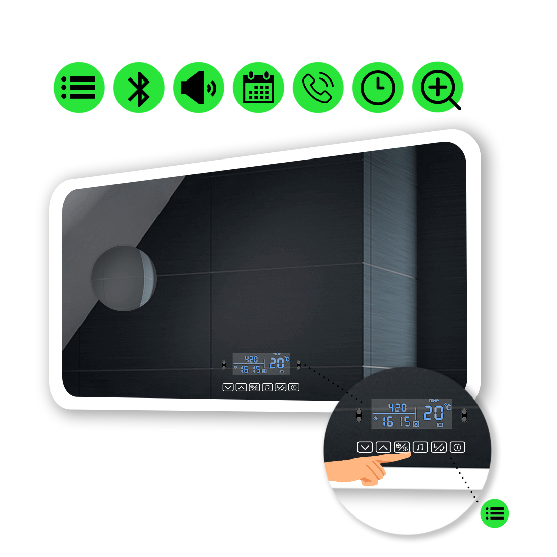 

LED-зеркало 70x60см, с Smart-блоком и линзой без подсветки, модель Ahana (Ahanag21)