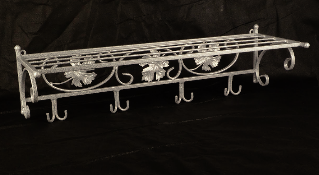 

Вешалка настенная металлическая кованая Ferrum Venice White Silver, 70х25х21см., полка для головных уборов, в прихожую, гарантия 1 год