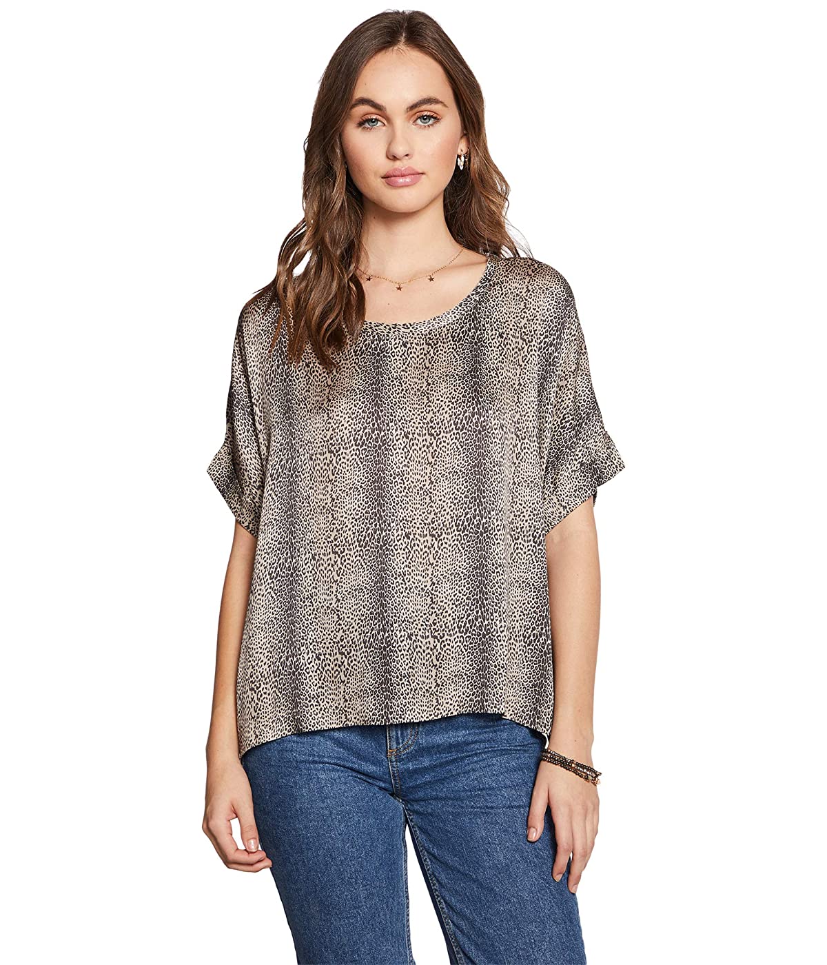 

Футболка Chaser Stretch Silky Basics Boxy Roll Sleeve Tee Micro Animal Print,  (44, Футболка Chaser Stretch Silky Basics Boxy Roll Sleeve Tee Micro Animal Print, S (44)