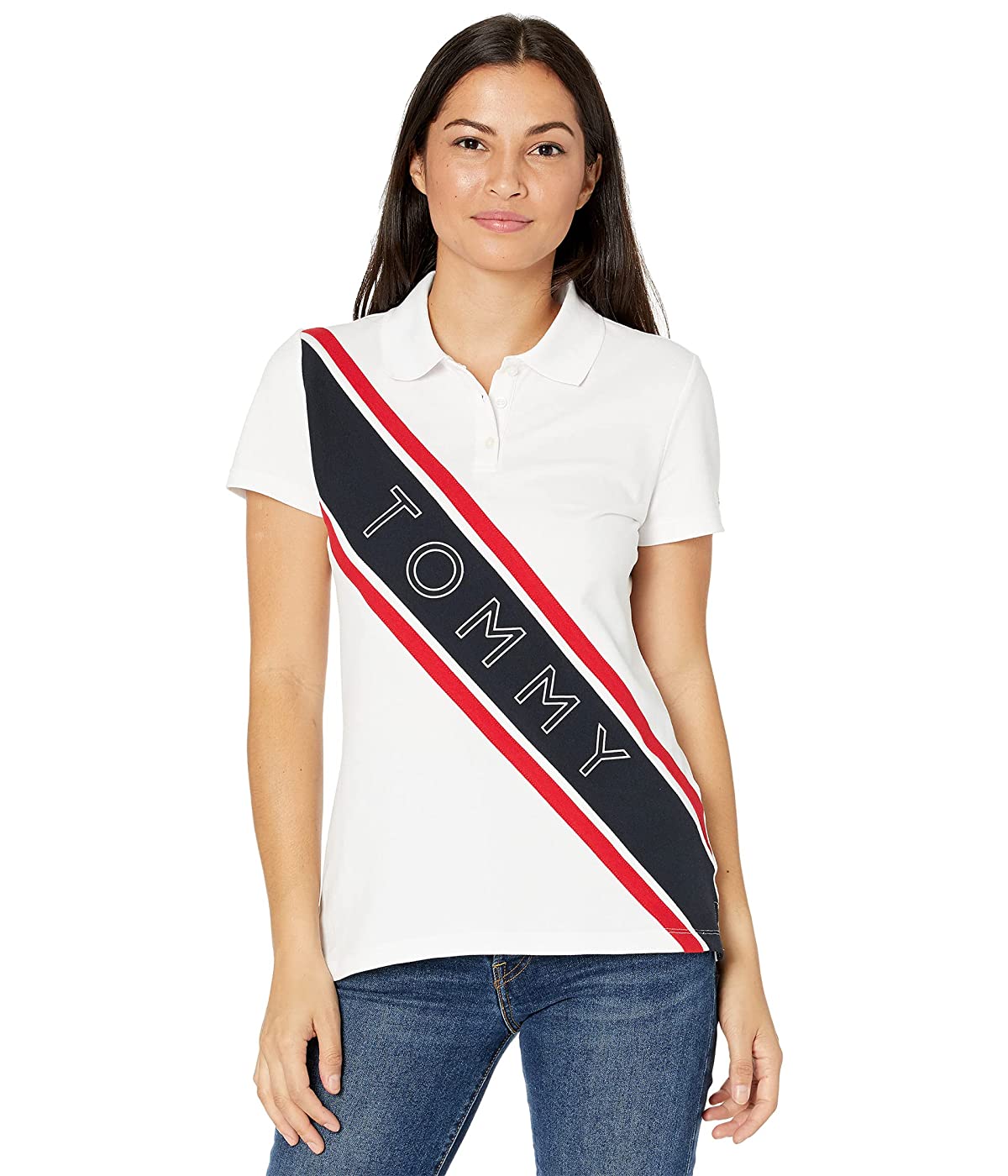 

Поло Tommy Hilfiger Short Sleeve Diagonal Logo Polo Bright White Multi, M (46)