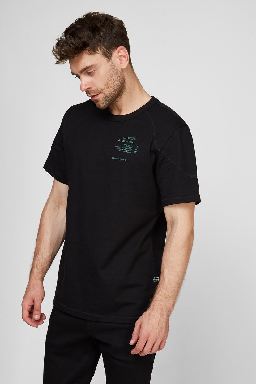 

Мужская черная футболка Shoulder panel R t G-Star RAW S D20193,C336