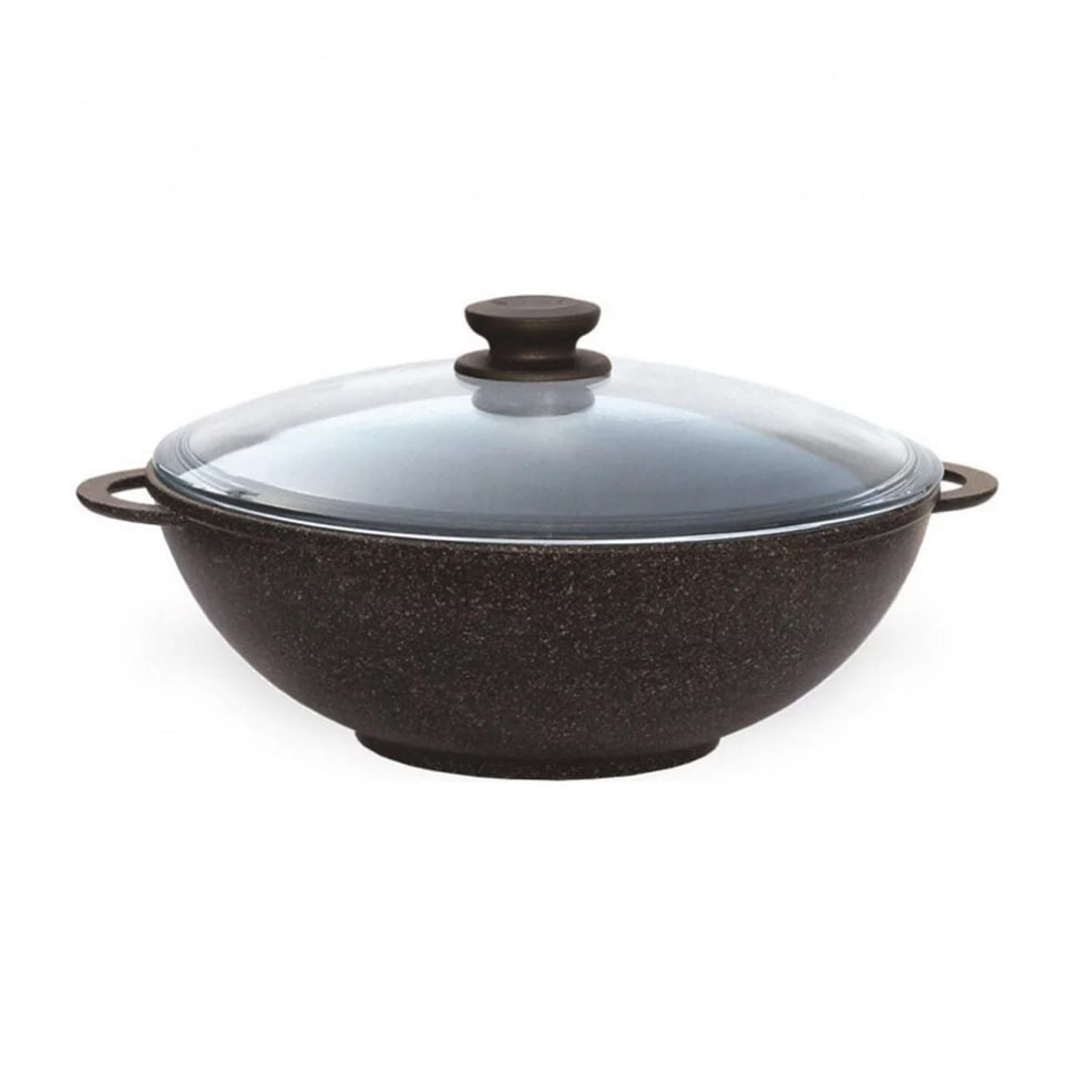 

Вок алюминиевый со стеклянной крышкой Биол Granite Brown (28 см)