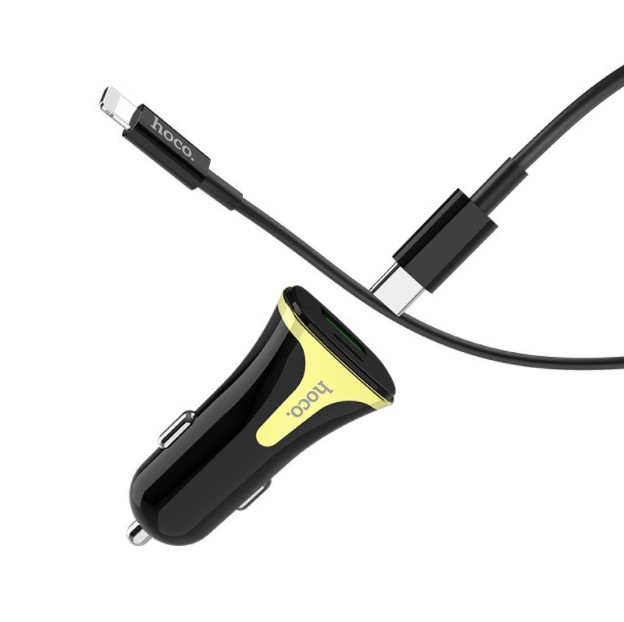 

Автомобильное зарядное устройство Hoco Z31A PD+QC3.0 (1USB/3A) +Type-C to Lightning черный