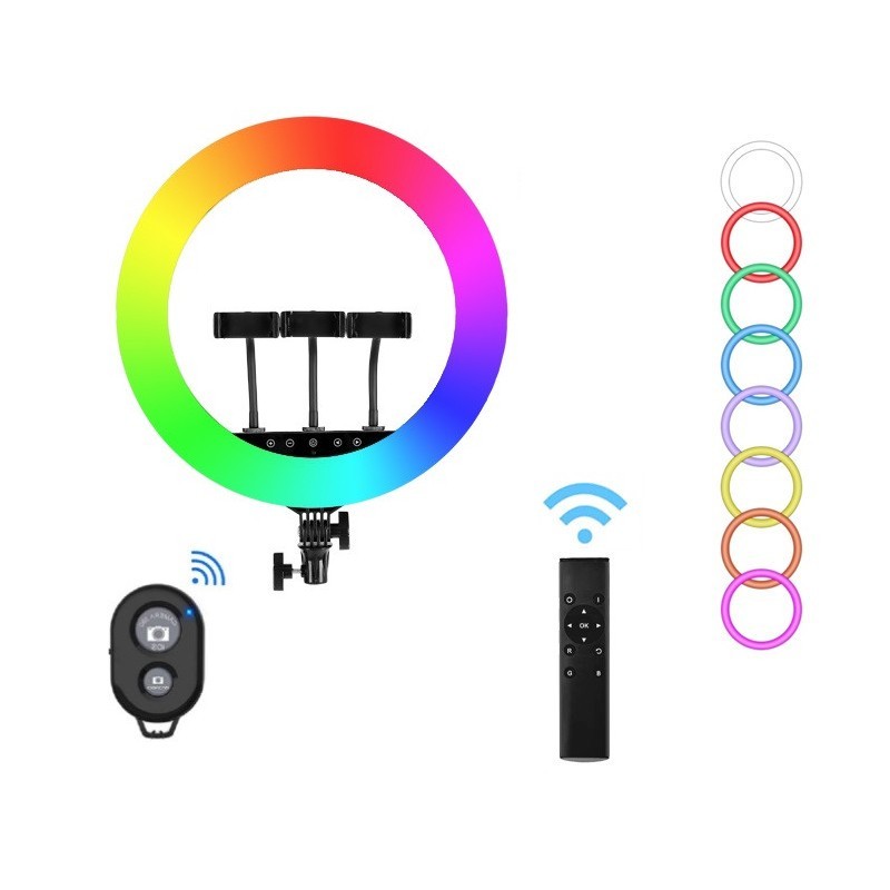 

Кольцевая LЕD лампа HQ-18 RGB (45см / 55W) пульт+чехол (Без штатива)
