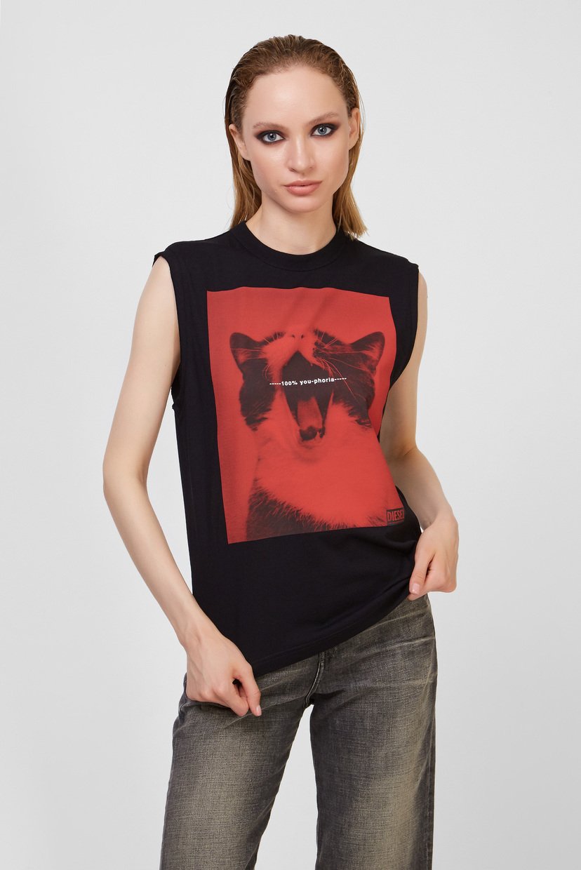 

Женский черный топ с принтом T-PUNKYERN T-SHIRT Diesel M A04617 0PATI