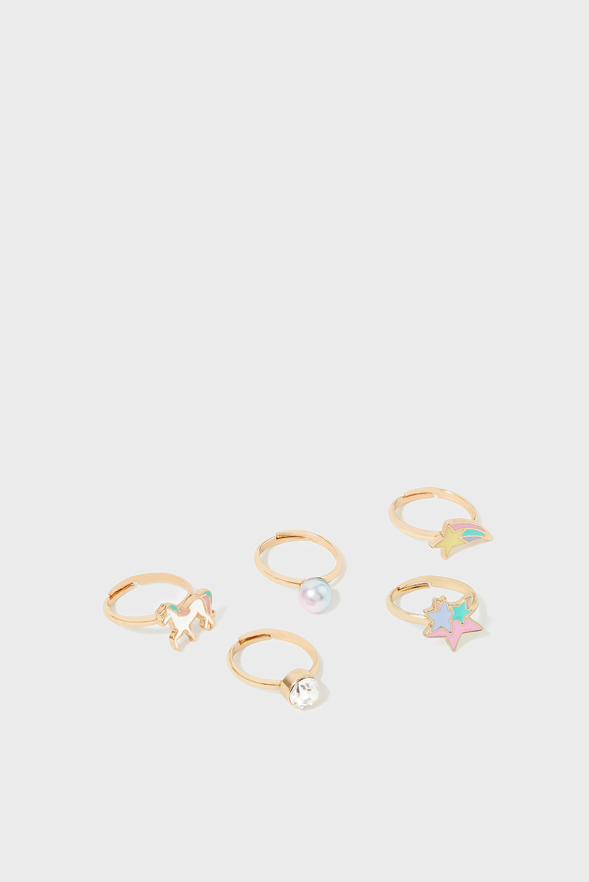 

Детские золотистые кольца (5 шт) UNICORN RING SET Accessorize OS 283050
