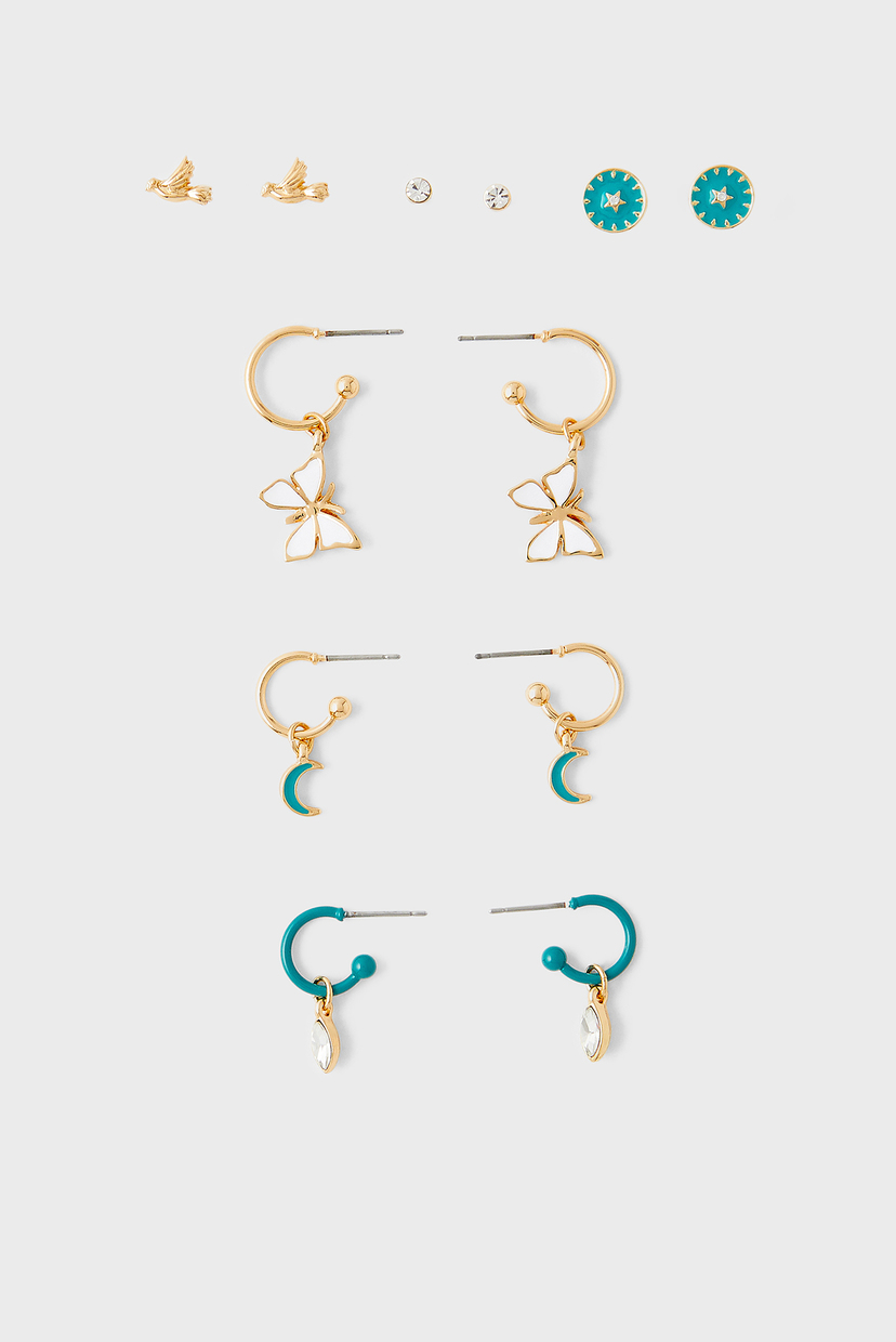 

Женские золотистые серьги (6 пар) BUTTERFLY ENAMEL Accessorize OS 181938