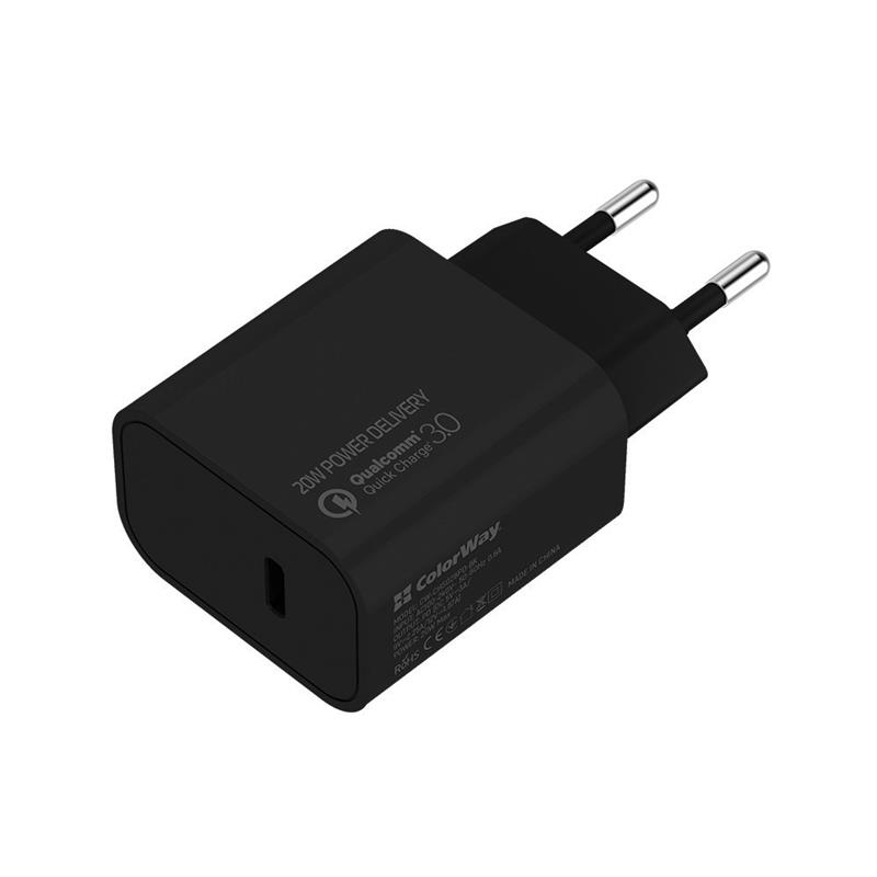 

Сетевое зарядное устройство ColorWay (1USB Type-C PDx3A) Black (CW-CHS026PD-BK)