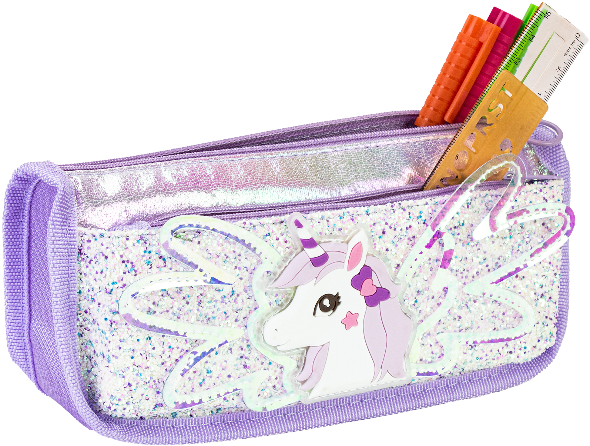 

Пенал Cool For School с блестками 2 отделения фиолетовый (CF87065)