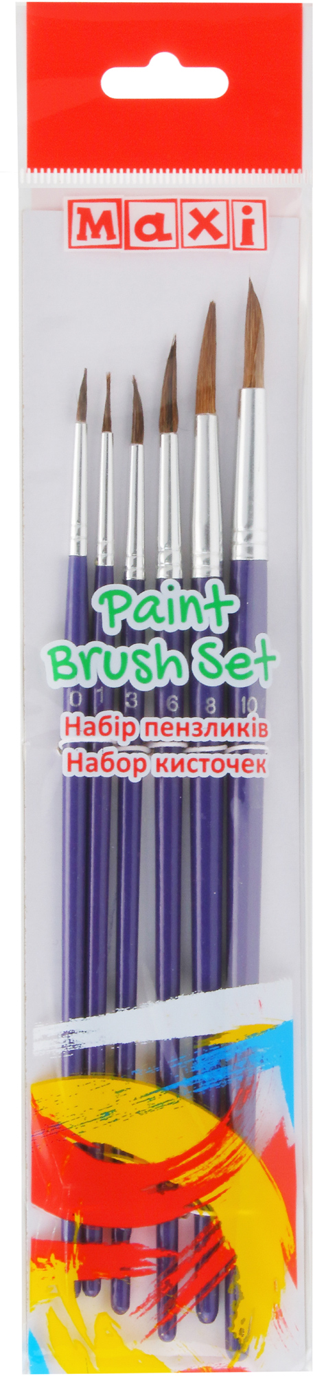 

Набор кистей Maxi Круглых с ворсом пони 6 шт (№ 0,1,3,6,8,10) короткая ручка (MX60887)