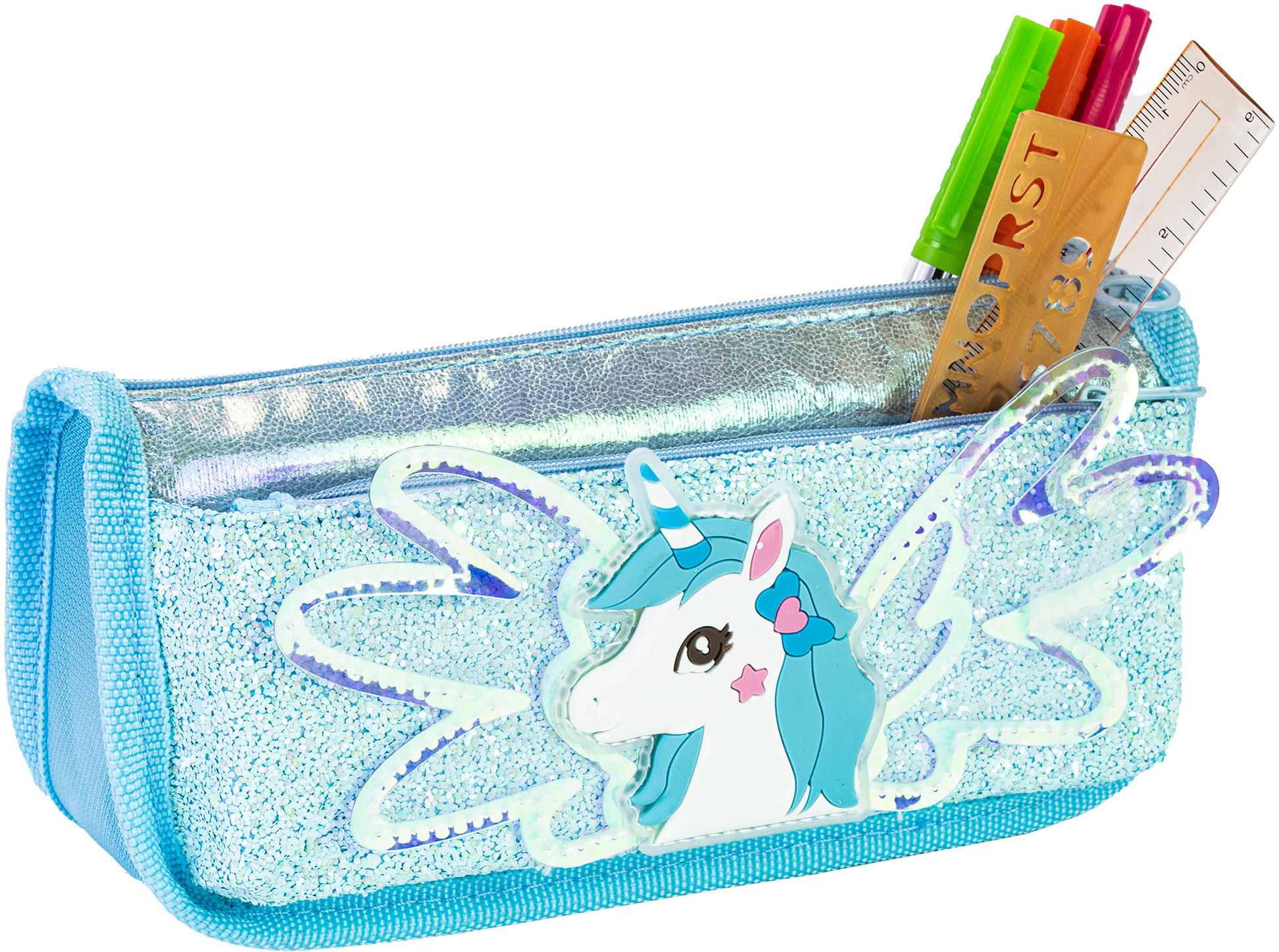 

Пенал Cool For School с блестками 2 отделения голубой (CF87066)