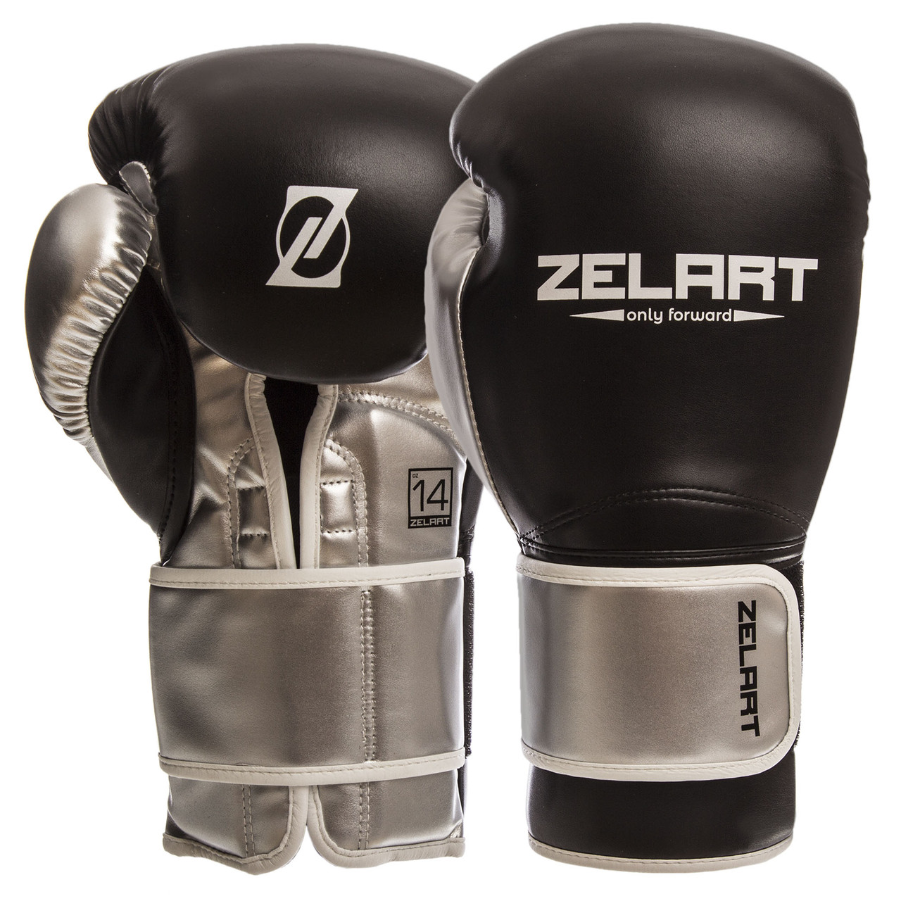 Боксерские перчатки Zelart BO-1384 12 унций черные – низькі ціни .