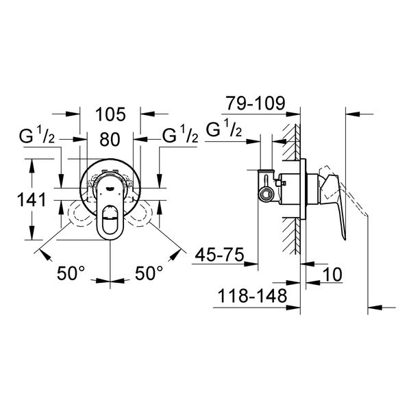 

Смеситель скрытого монтажа для душа Grohe BauLoop 29042000