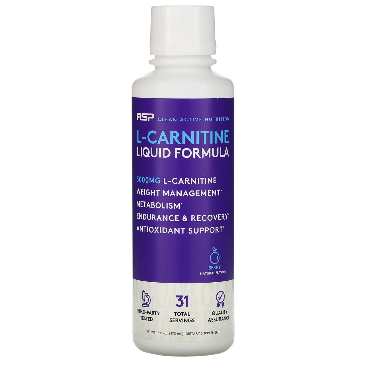 L-карнитин RSP Nutrition L-Carnitine 3000 мг со вкусом ягод для энергии ...