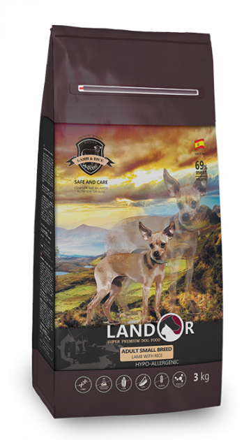 

Сухий корм Landor (Ландор) SMALL Breed LAMB & RICЕ 1кг для дорослих собак дрібних порід з ягням