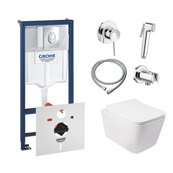 

Комплект инсталляция Grohe Rapid SL 38721001 + унитаз с сиденьем Qtap Crow QT05335170W + набор для гигиенического душа со смесителем Grohe BauClassic 111048