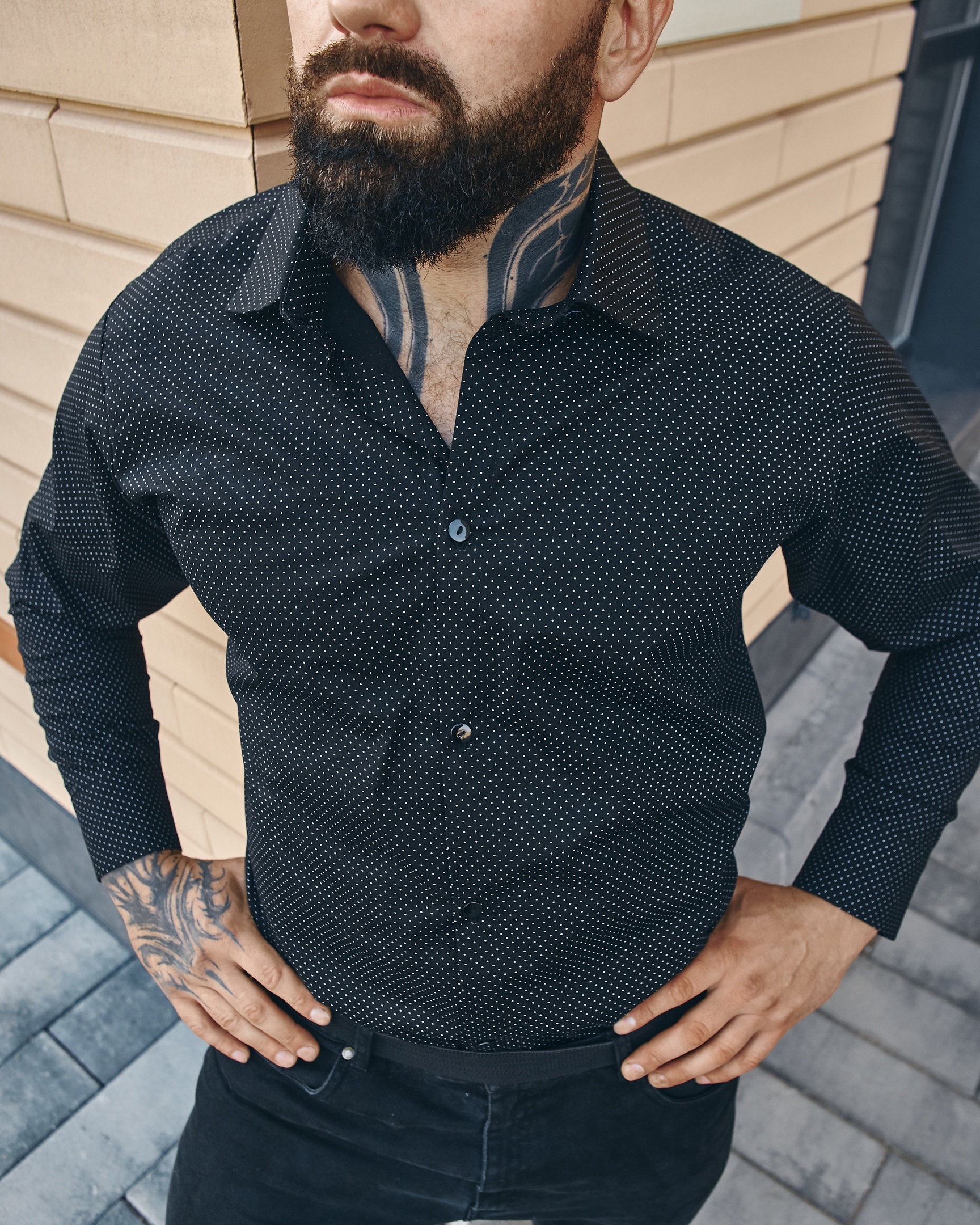 

Мужская рубашка abc* slim-regular fit BD8146 рM черная