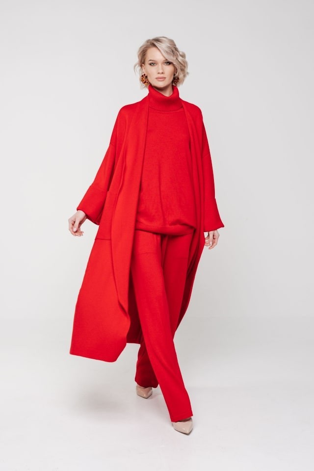 

Пальто Viamaro из шерсти мериноса Красное, Пальто Viamaro из шерсти мериноса Красное L/XL