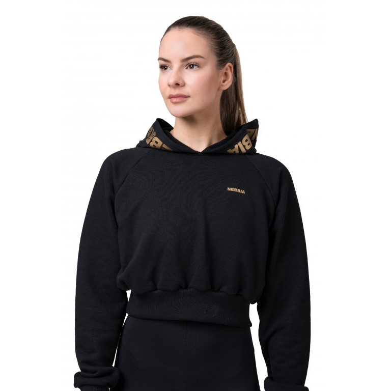 

Світшот жіночий Nebbia Golden Crop 824 - чорний, Світшот жіночий Nebbia Golden Crop 824 - чорний/S