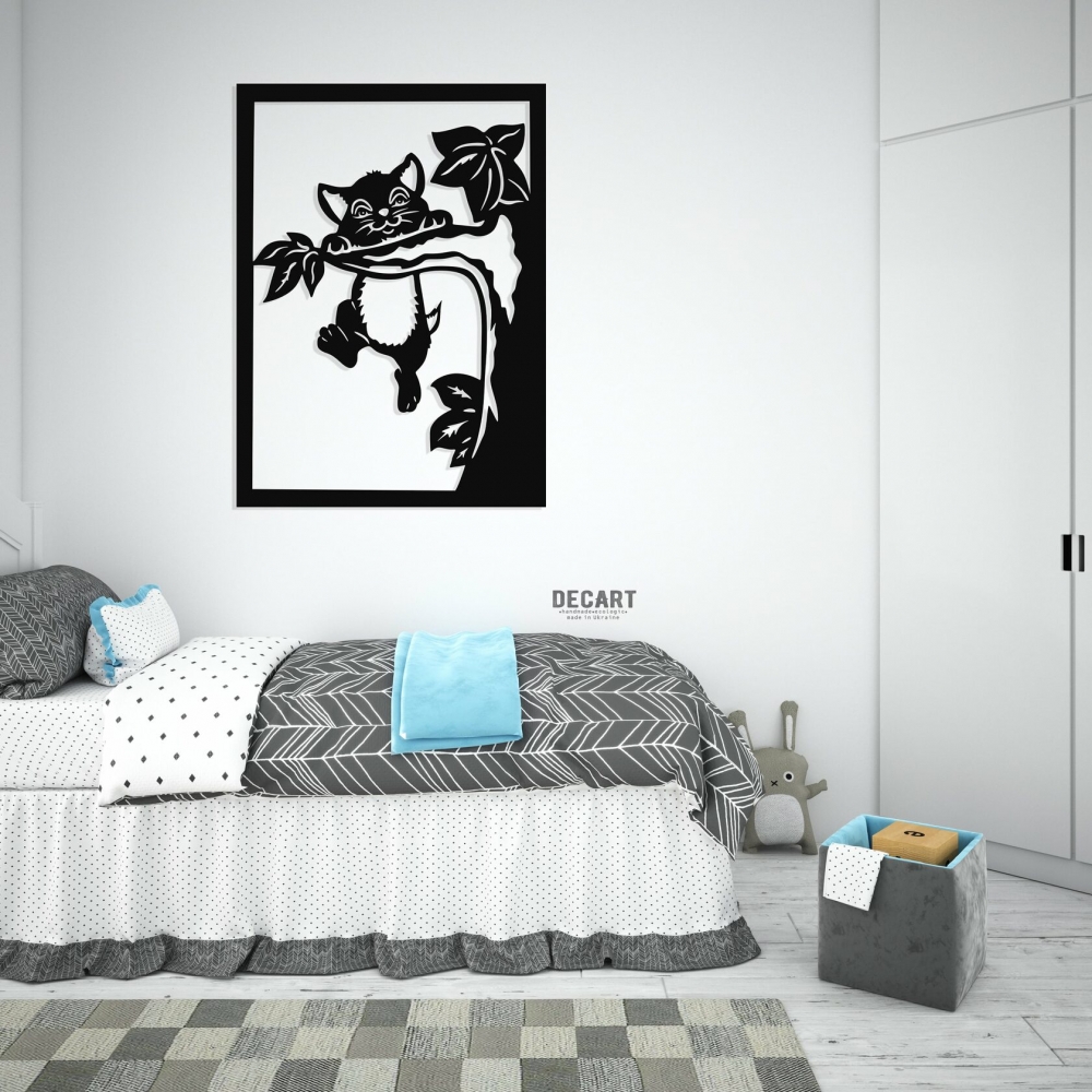 

Деревянная картина - панно Герои кино и мультфильмов Ловкий котик 136x100 см