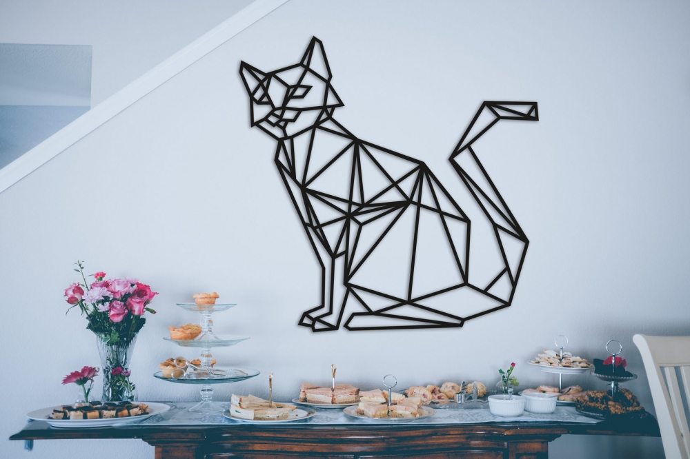 

Деревянная картина - панно Животные Geometric cat 60х60 см