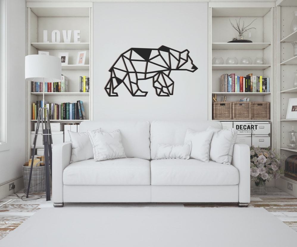 

Деревянная картина - панно Животные Geometric Bear 163х90 см