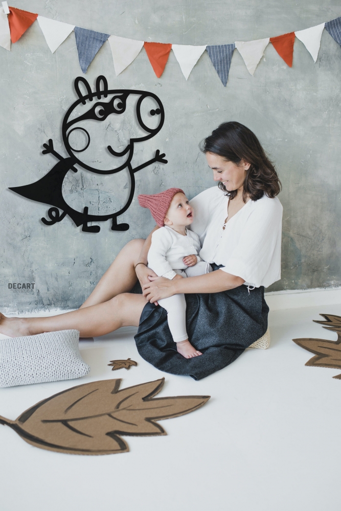 

Деревянная картина - панно Для детей Пеппа Супергерой 100х104 см