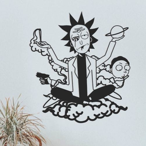 

Деревянная картина - панно Герои кино и мультфильмов Рик и Морти 90х83 см