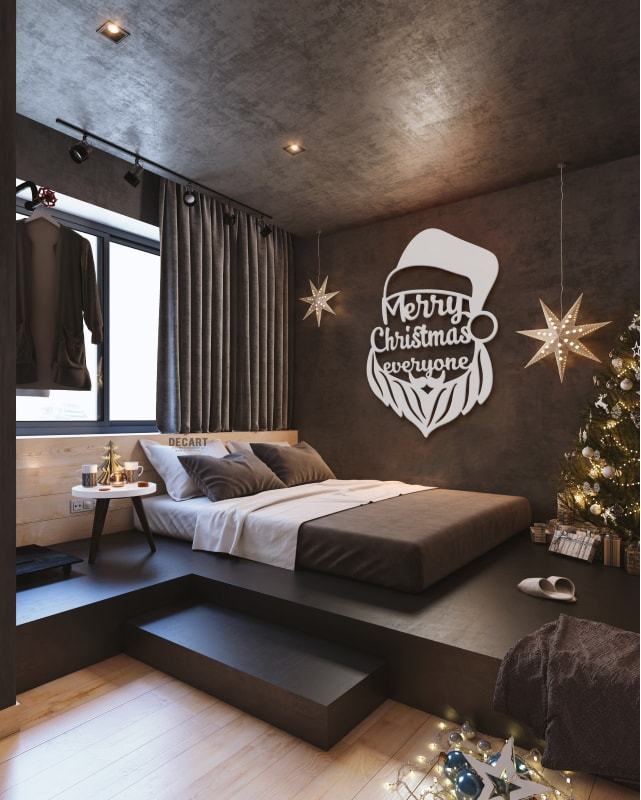 

Деревянная картина - панно Новогодние Дед Мороз Merry Christmas 130х78 см