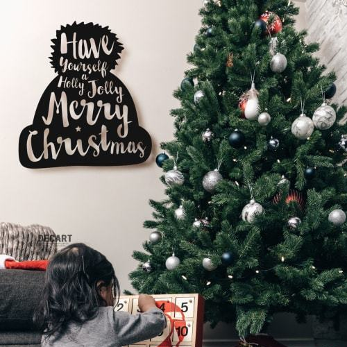 

Деревянная картина - панно Новогодние Шапка Merry Christmas 90х81 см