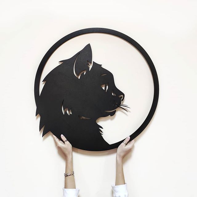 

Деревянная картина - панно Животные Cat circle 40х40 см