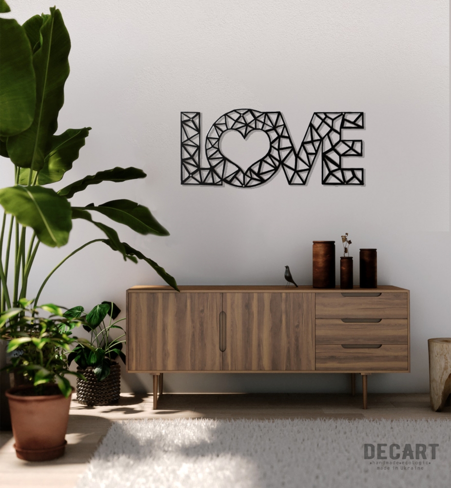 

Деревянная картина - панно Надписи Love Geometric 75х32 см