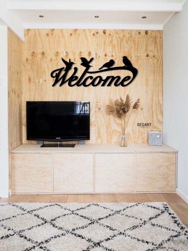 

Деревянная картина - панно Для дома Welcome 130х46 см