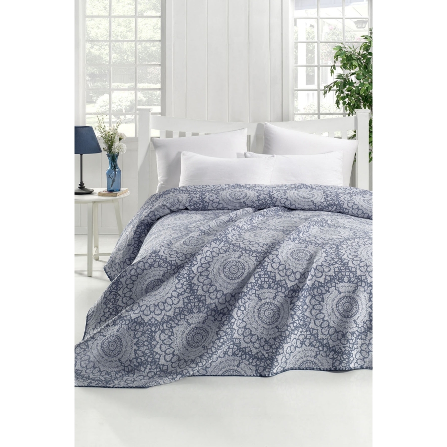 

Покрывало жаккардовое Mandala Eponj Home 200х230 см Серо-синий 000165973