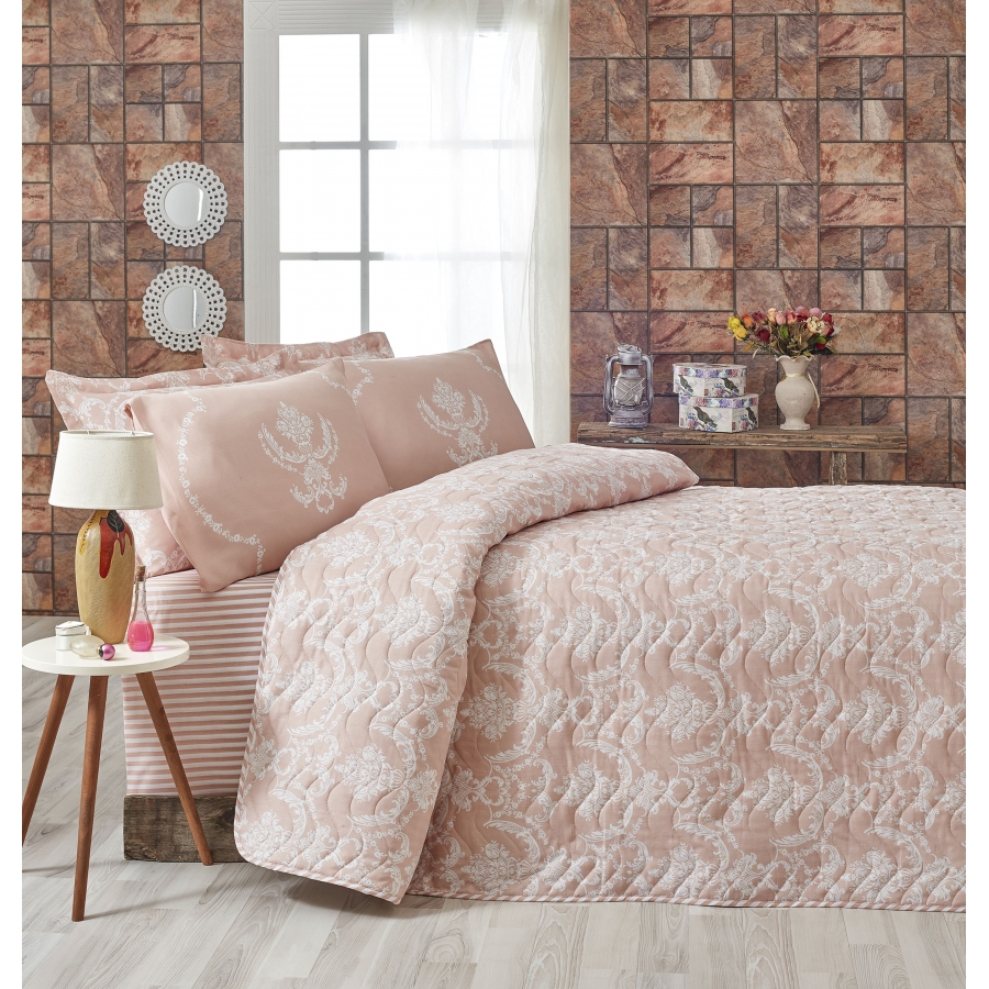

Покрывало стеганное с наволочками Pure Eponj Home 200х220 см Пудровый 000165602