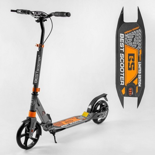 

Самокат двухколесный Best Scooter 40092 колеса PU, d колес - 200мм, 2 амортизатора, зажим руля, дисковый